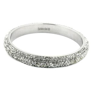 Armreif 77x10mm Metall mit 6 Reihen Glassteine weiß – Bild 3