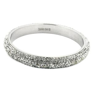 Armreif 77x10mm Metall mit 6 Reihen Glassteine weiß – Bild 1