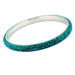 Armreif 75x6,5mm Metall mit 4 Reihen Glassteine türkis – Bild 3