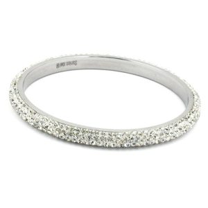 Armreif 75x6,5mm Metall mit 4 Reihen Glassteine weiß – Bild 3