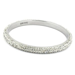 Armreif 75x6,5mm Metall mit 4 Reihen Glassteine weiß – Bild 1