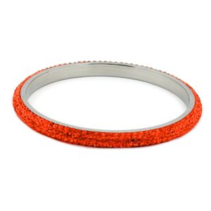Armreif 75x6,5mm Metall mit 4 Reihen Glassteine rot-orange – Bild 1