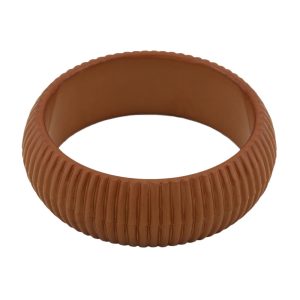 Armreif 85x26mm hellbraun Rillenstruktur Kunststoff – Bild 1