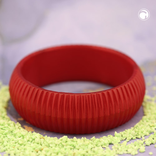 Armreif 85x26mm rot-seidig Rillenstruktur Kunststoff