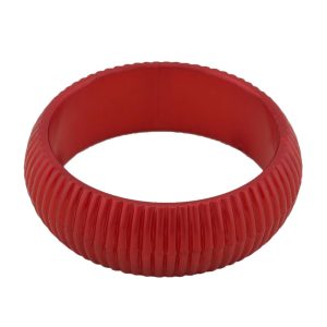 Armreif 85x26mm rot-seidig Rillenstruktur Kunststoff – Bild 1
