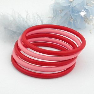 Armreifen-Ringspiel mit 5 Kunststoffringen 75x25mm 2x rosa und 3x rot – Bild 2