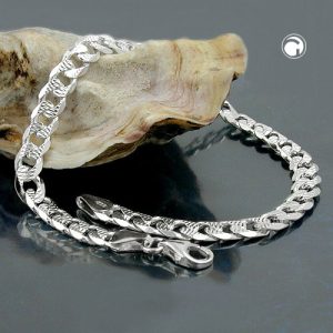 Armband 5,6mm Panzerkette flach mit Muster Silber 925 – Bild 2
