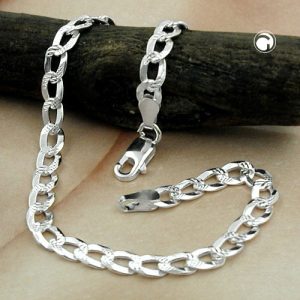 Armband 4,6mm Panzerkette flach mit Muster Silber 925 – Bild 2