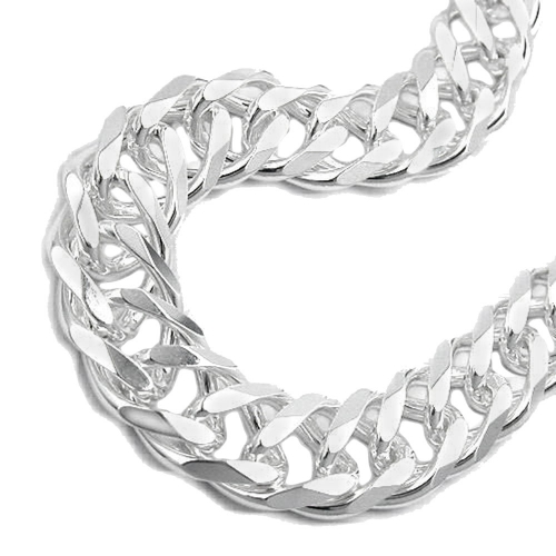 Armband 1,1x3,5mm Zwillingspanzer Silber 925