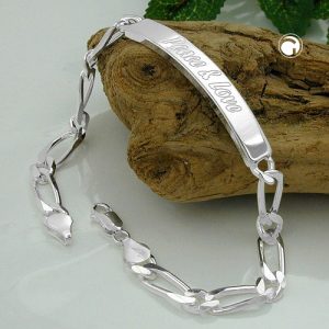 Schildarmband 6,5x2mm Figarokette Gravurplatte 45x7mm Peace & Love glänzend Silber 925 21cm – Bild 2