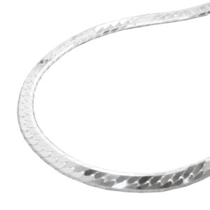 Armband 3mm Panzerkette flach gedrückt glänzend diamantiert Silber 925 – Bild 3