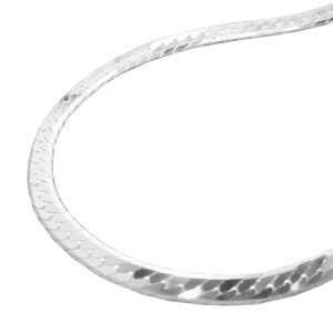 Armband 3mm Panzerkette flach gedrückt glänzend diamantiert Silber 925 – Bild 1