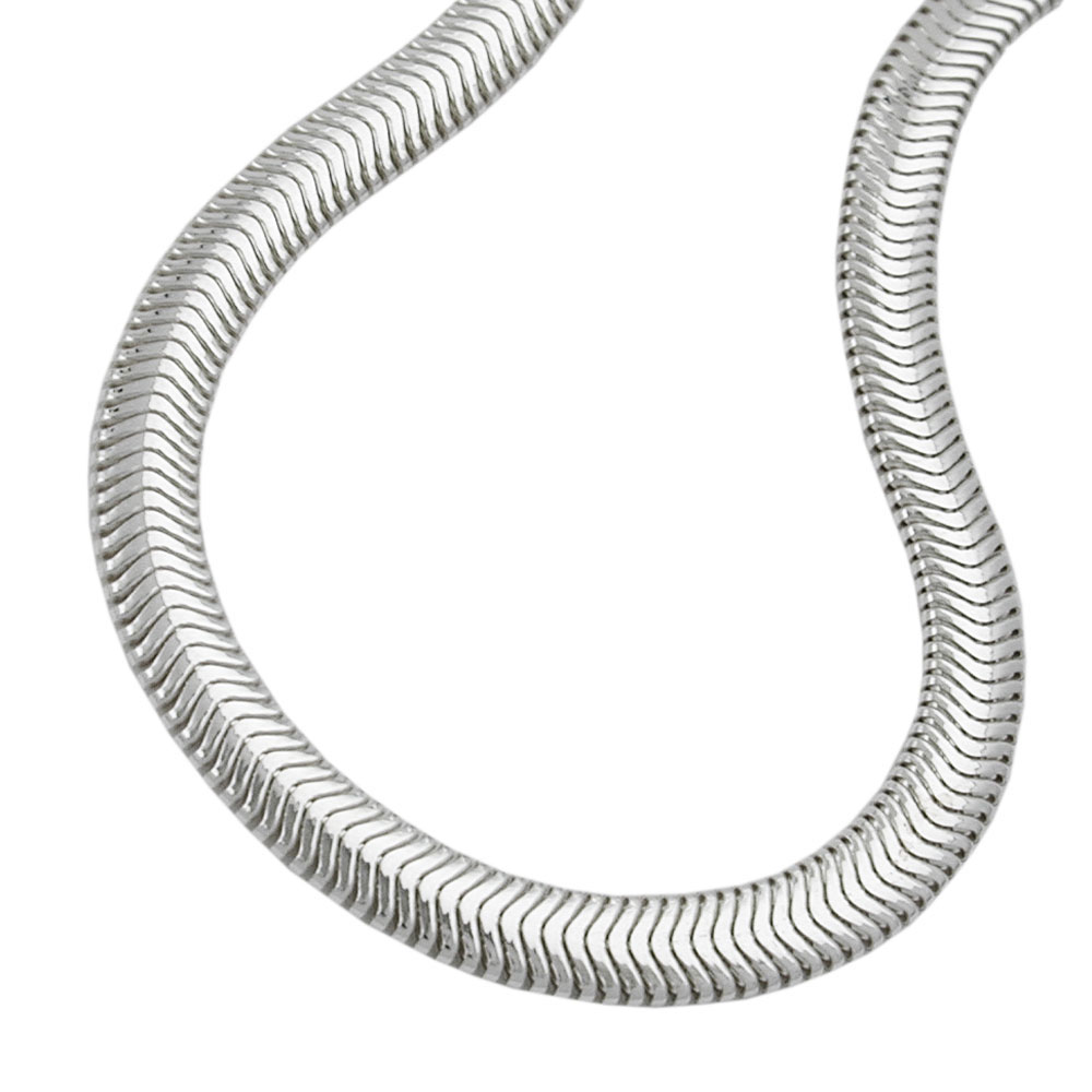 Kette 6x2mm flache Schlangenkette glänzend Silber 925