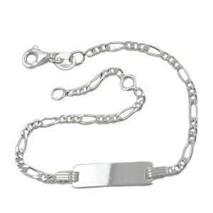 Schildarmband für Kinder 2,2mm Figarokette Gravurplatte 21x5mm Silber 925 16cm – Bild 3
