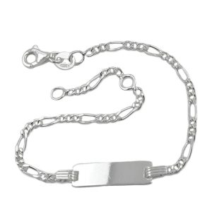 Schildarmband für Kinder 2,2mm Figarokette Gravurplatte 21x5mm Silber 925 16cm – Bild 1