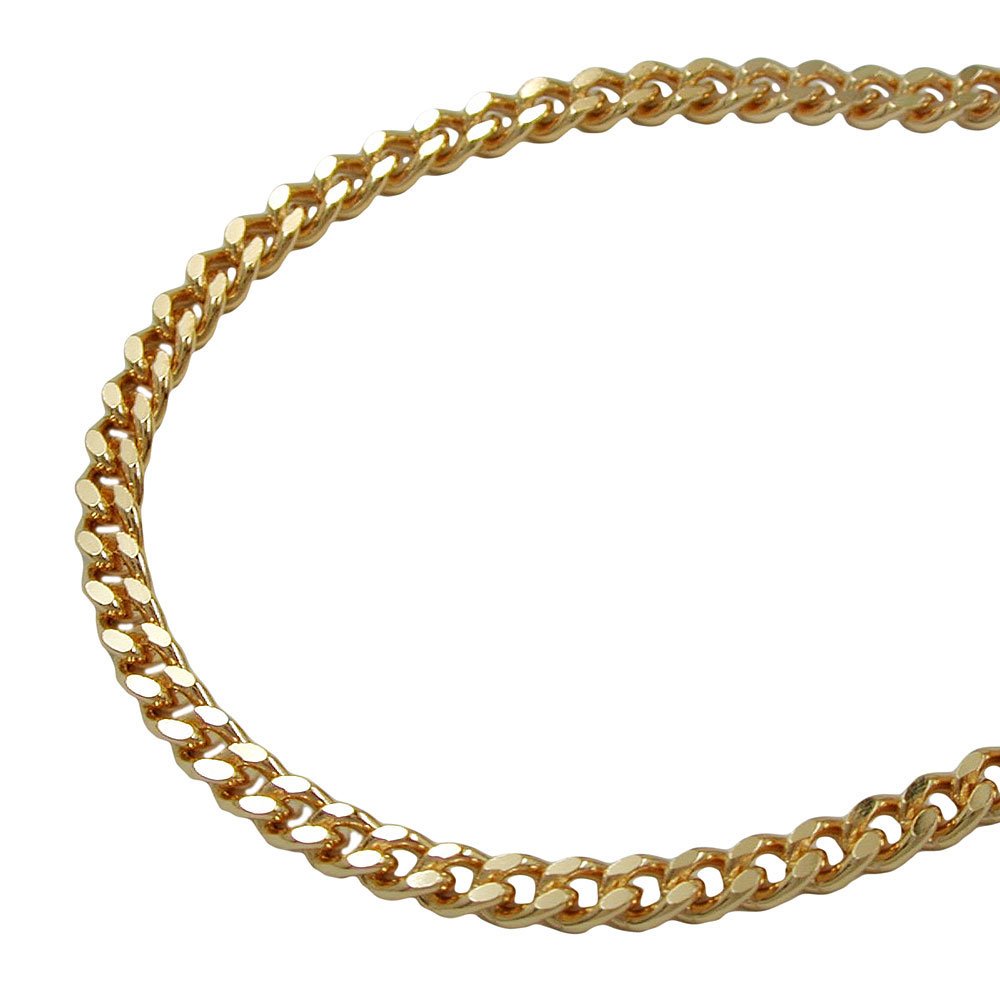Armband 2,6mm Flachpanzerkette diamantiert vergoldet AMD – Bild 1