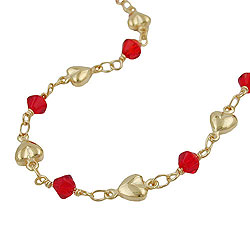 Armband 5mm Fantasie Herz und Glasperle rot AMD