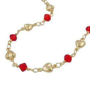 Armband 5mm Fantasie Herz und Glasperle rot AMD – Bild 1