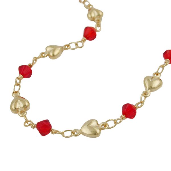 Armband 5mm Fantasie Herz und Glasperle rot AMD