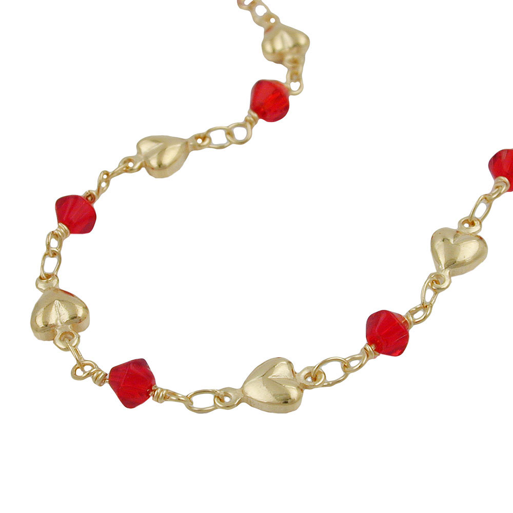 Armband 5mm Fantasie Herz und Glasperle rot AMD – Bild 1