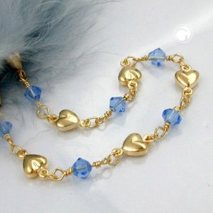 Kette 5mm Fantasie Herz und Glasperlen hellblau AMD – Bild 2