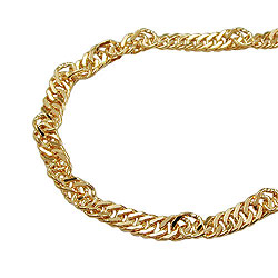 Bauchkette Singapur 2,2mm diamantiert gold-plattiert