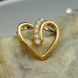Anhänger 12x13mm Herz mit Zirkonias vergoldet 3 Mikron – Bild 2