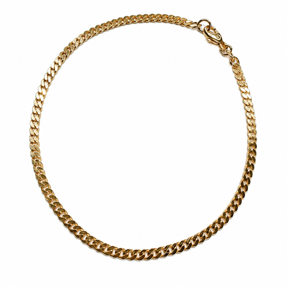 Armband 2,4mm Flachpanzer glänzend 14Kt GOLD 18,5cm