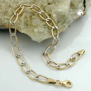Armband 5,5mm Weitpanzer bicolor 9Kt GOLD 19cm – Bild 2