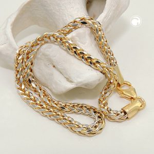 Collier 2,4mm Zopfkette bicolor 14Kt GOLD – Bild 2