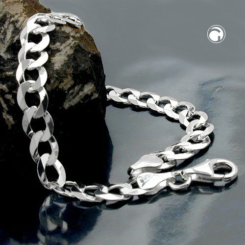 Armband 6,7mm Panzerkette flach Silber 925