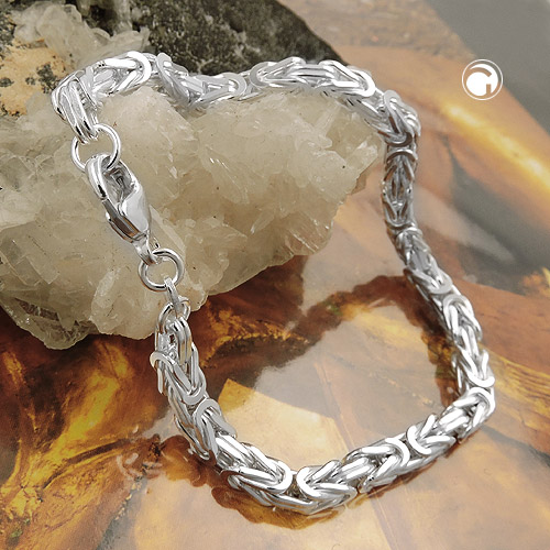 Kette ca.4mm Königskette vierkant glänzend Silber 925