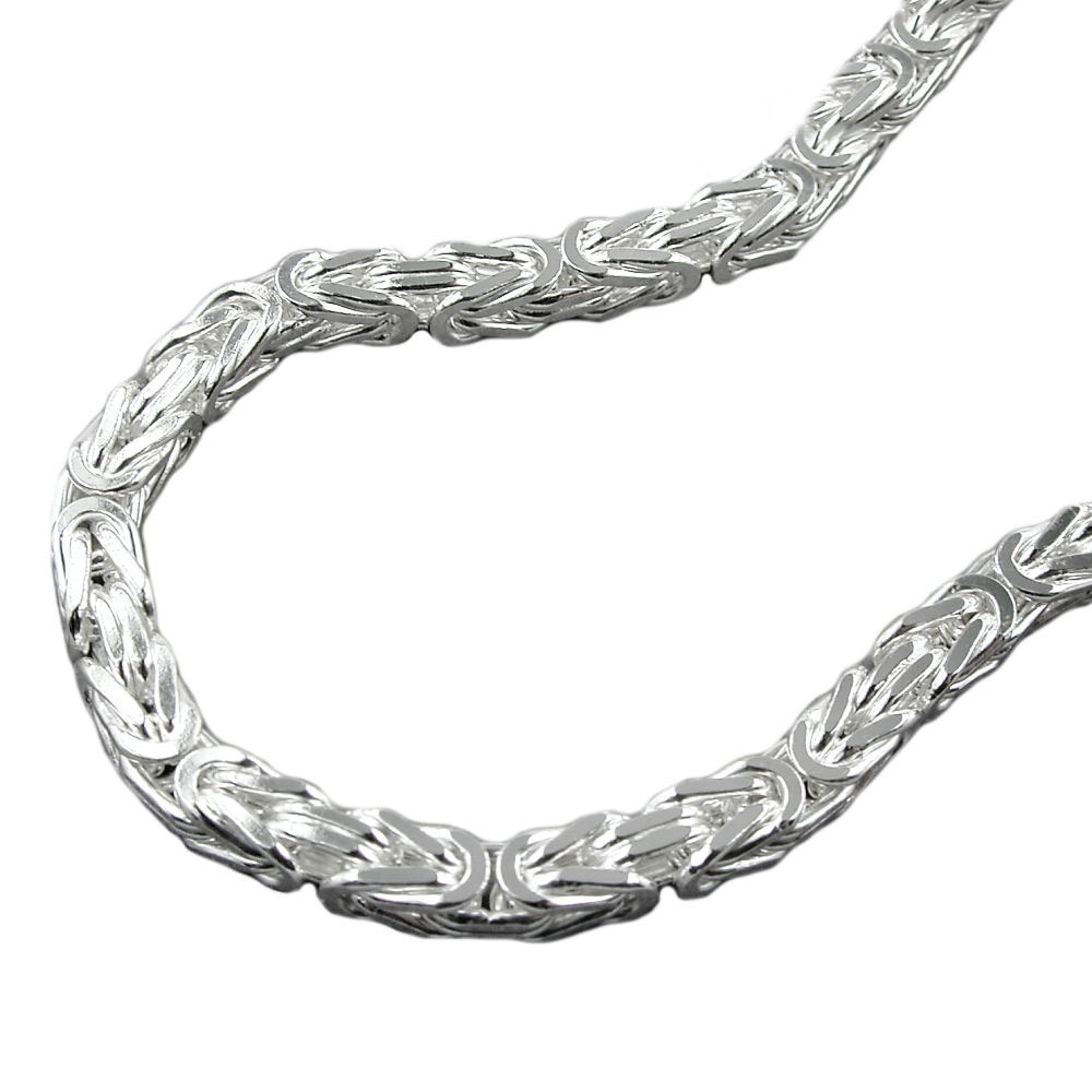 Kette ca.4mm Königskette vierkant glänzend Silber 925