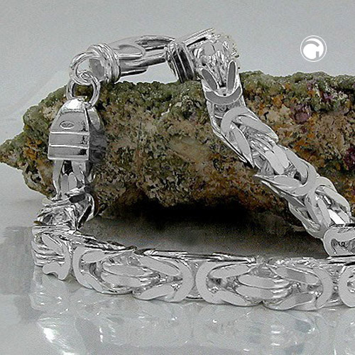Armband 6mm Königskette vierkant glänzend Silber 925