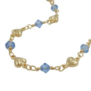 Kette 5mm Fantasie Herz und Glasperlen hellblau AMD – Bild 1