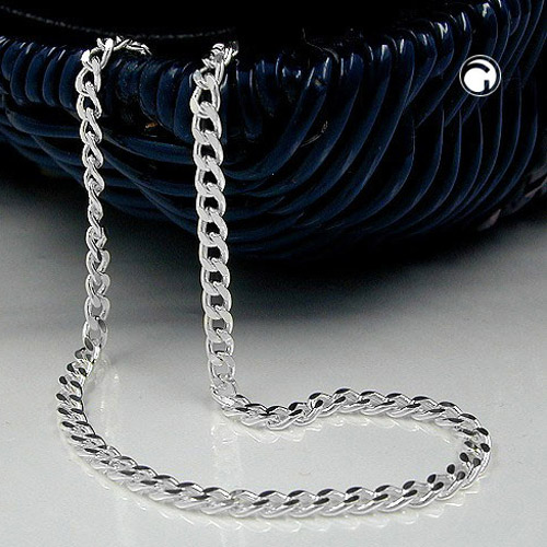 Kette 3mm Flachpanzerkette diamantiert Silber 925