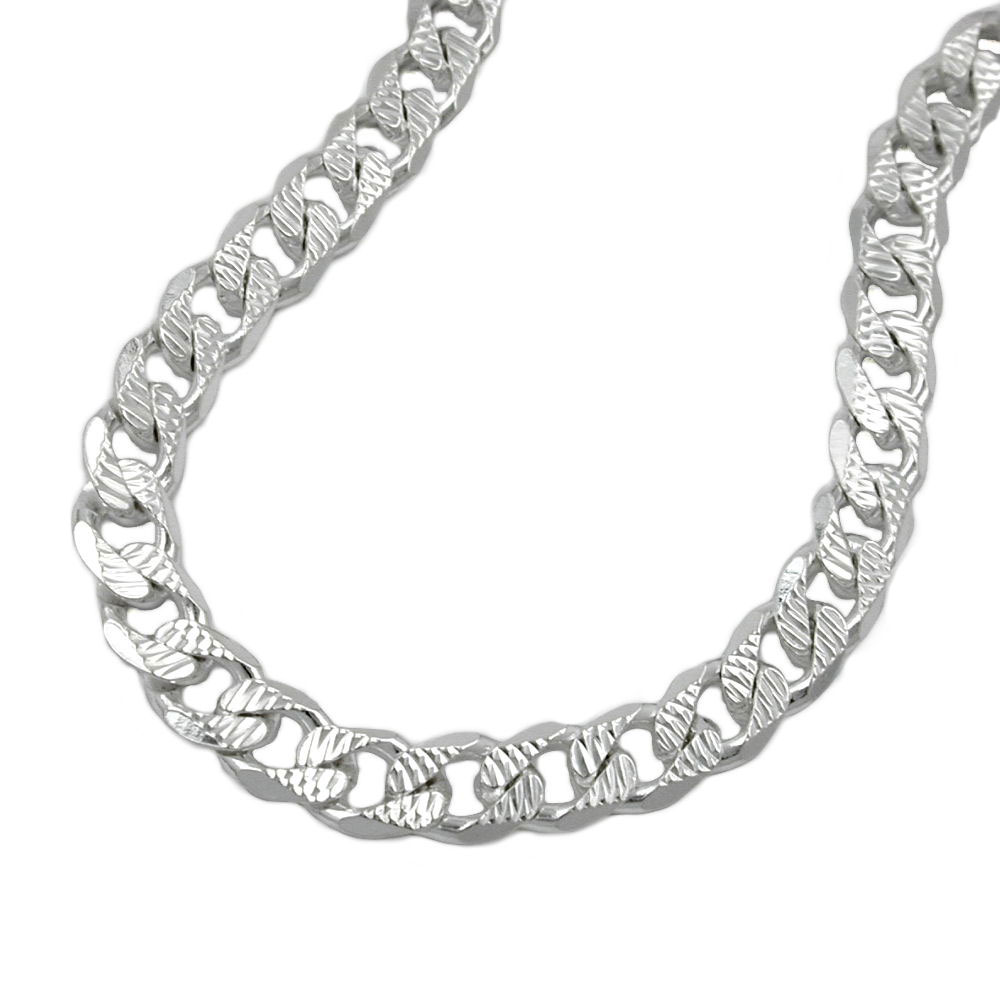 Armband 5,6mm Panzerkette flach mit Muster Silber 925