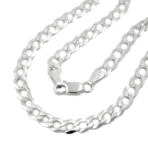 Armband 4,6mm Panzerkette flach mit Muster Silber 925