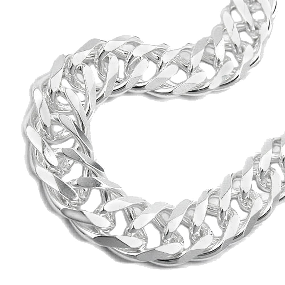Armband 1,1x3,5mm Zwillingspanzer Silber 925
