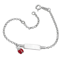 Schildband für Kinder Ankerkette Gravurplatte 1,9x5,8mm Marienkäfer Silber 925