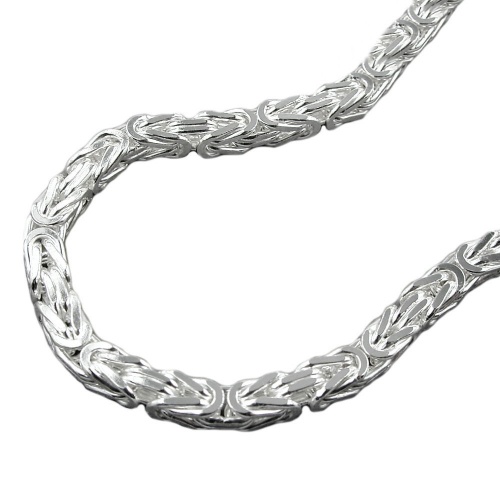 Kette ca.4mm Königskette vierkant glänzend Silber 925
