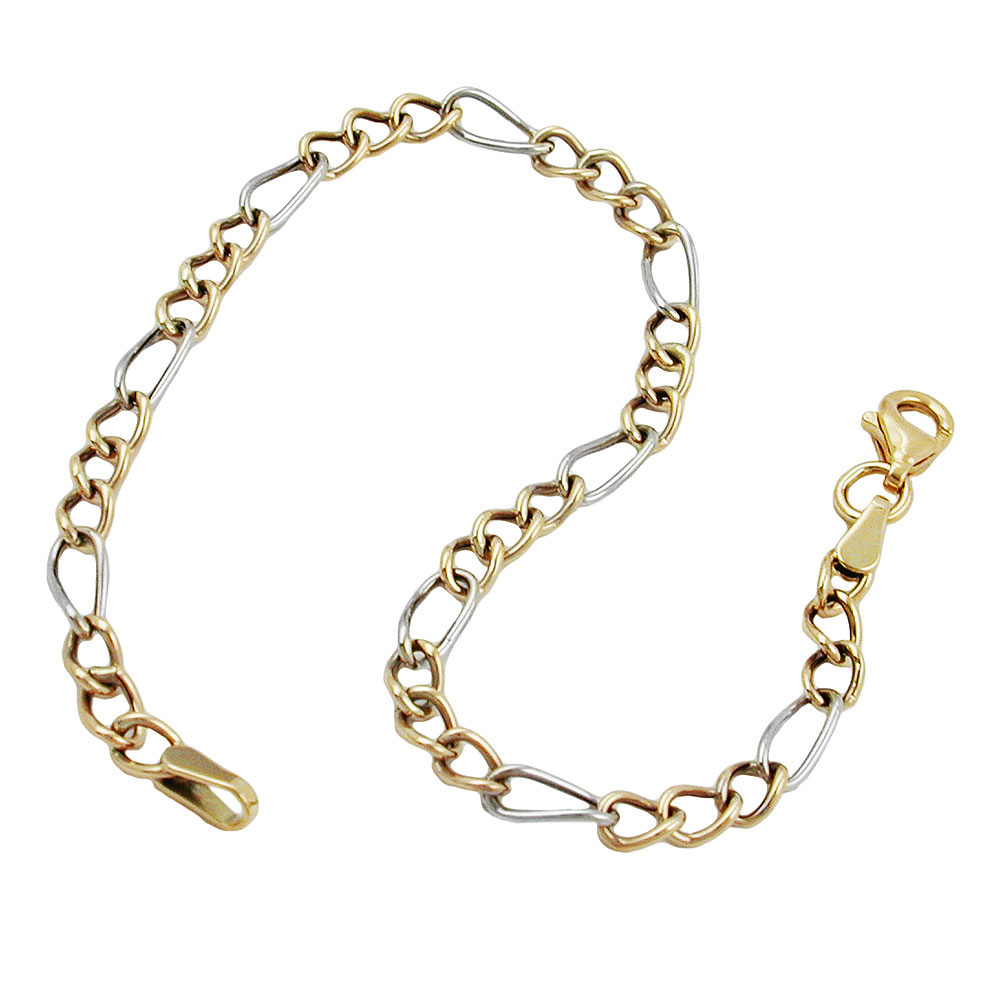 Armband 3,6mm Figaro Panzer bicolor 9Kt GOLD